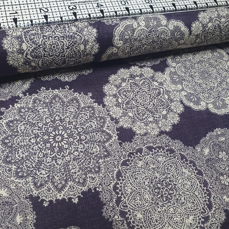Quilt Gate - Ruru Bouquet Lace Purple RU2260-15 100% Cotton Fabric