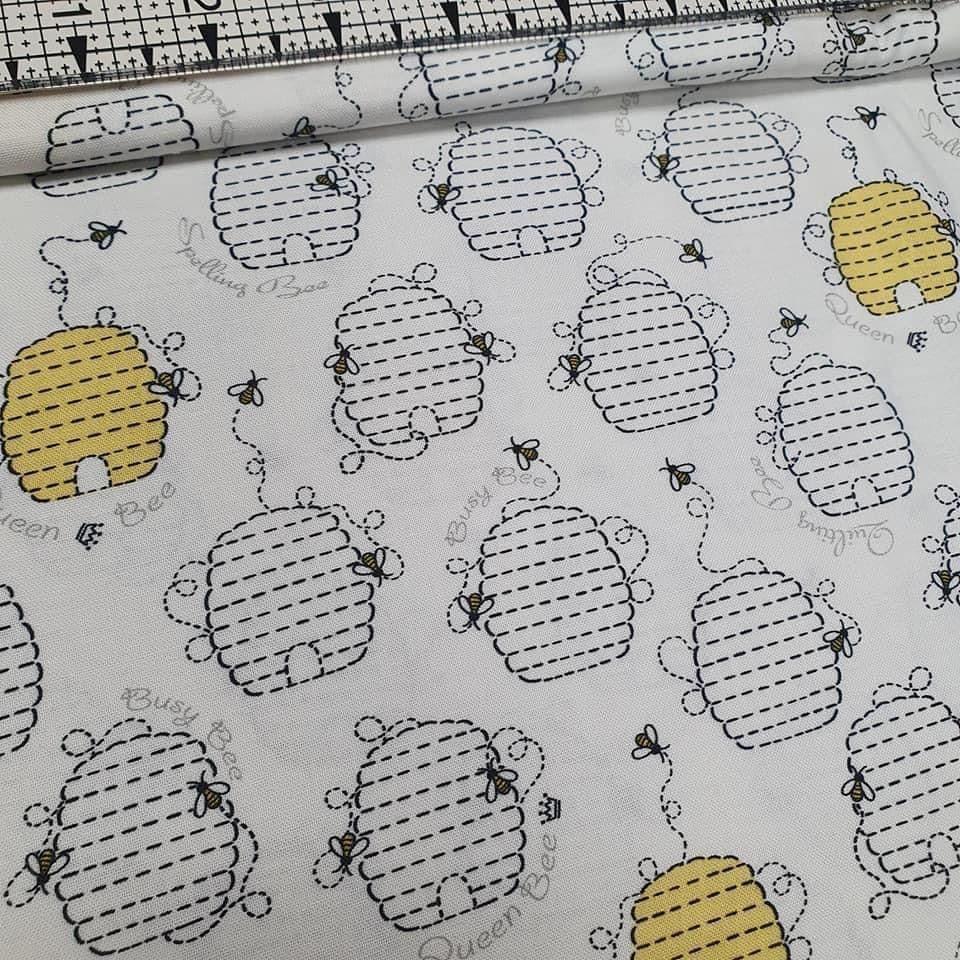 Quilting Treasures - Ink and Arrow Worker Bees 100% Cotton Fabric - Crafts and Quilts