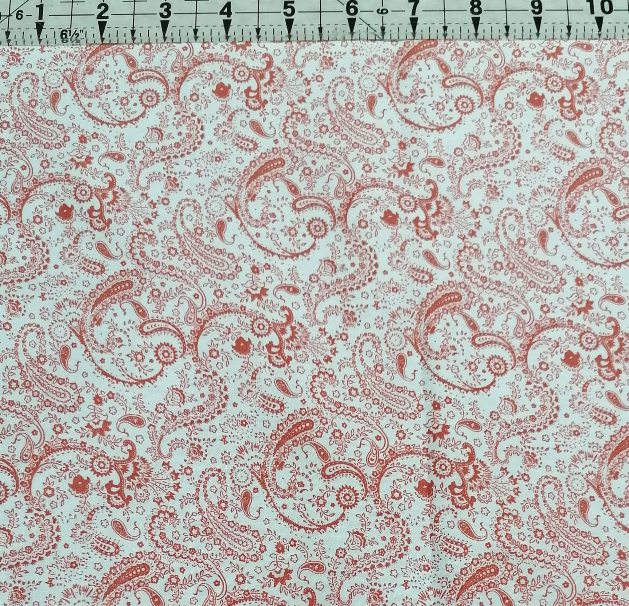 Poplin - Paisley Red 100% Cotton Fabric Yard