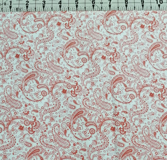 Poplin - Paisley Red 100% Cotton Fabric