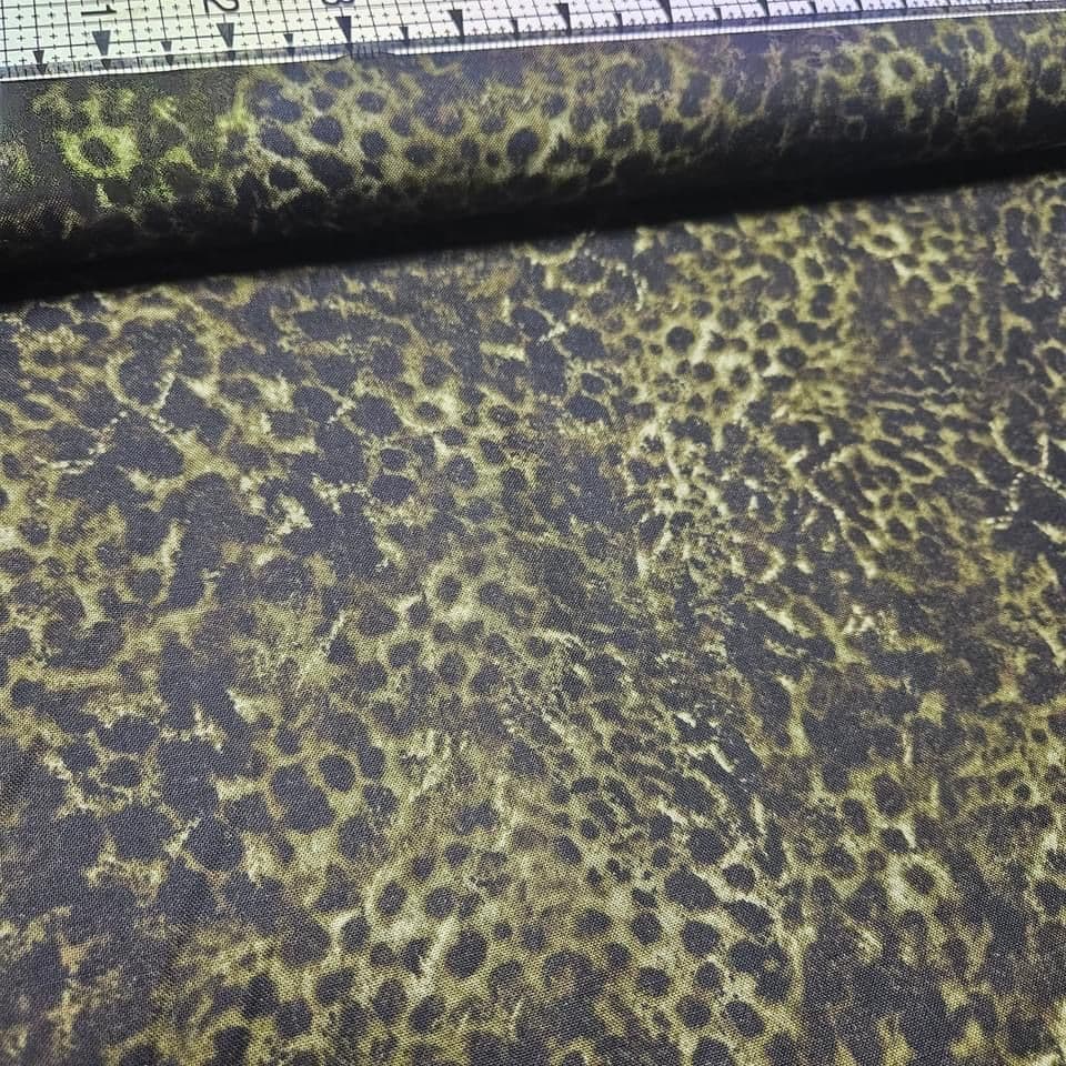 RJR Fabrics - Safari by Jinny Beyer Leopard Green Black 2662-001 100% Cotton Fabric - Crafts and Quilts