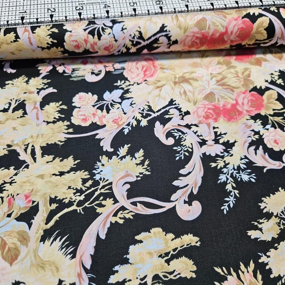 RJR Fabrics - World of Romance by Robyn Pandolph Bouquet 100% Cotton Fabric - Crafts and Quilts