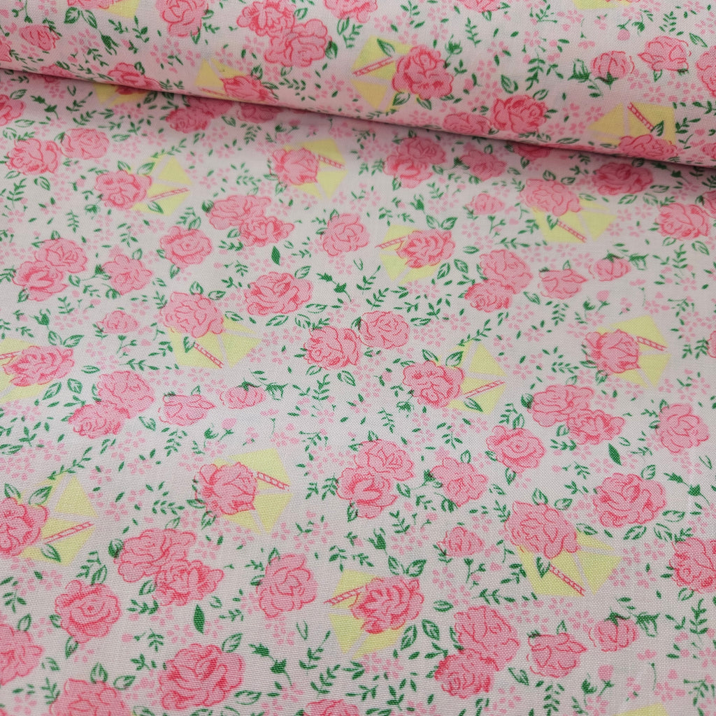 Free Spirit - Snapshot by Verna Mosquera Rosebuds Slipper PWVM 116 100% Cotton Fabric - Crafts and Quilts