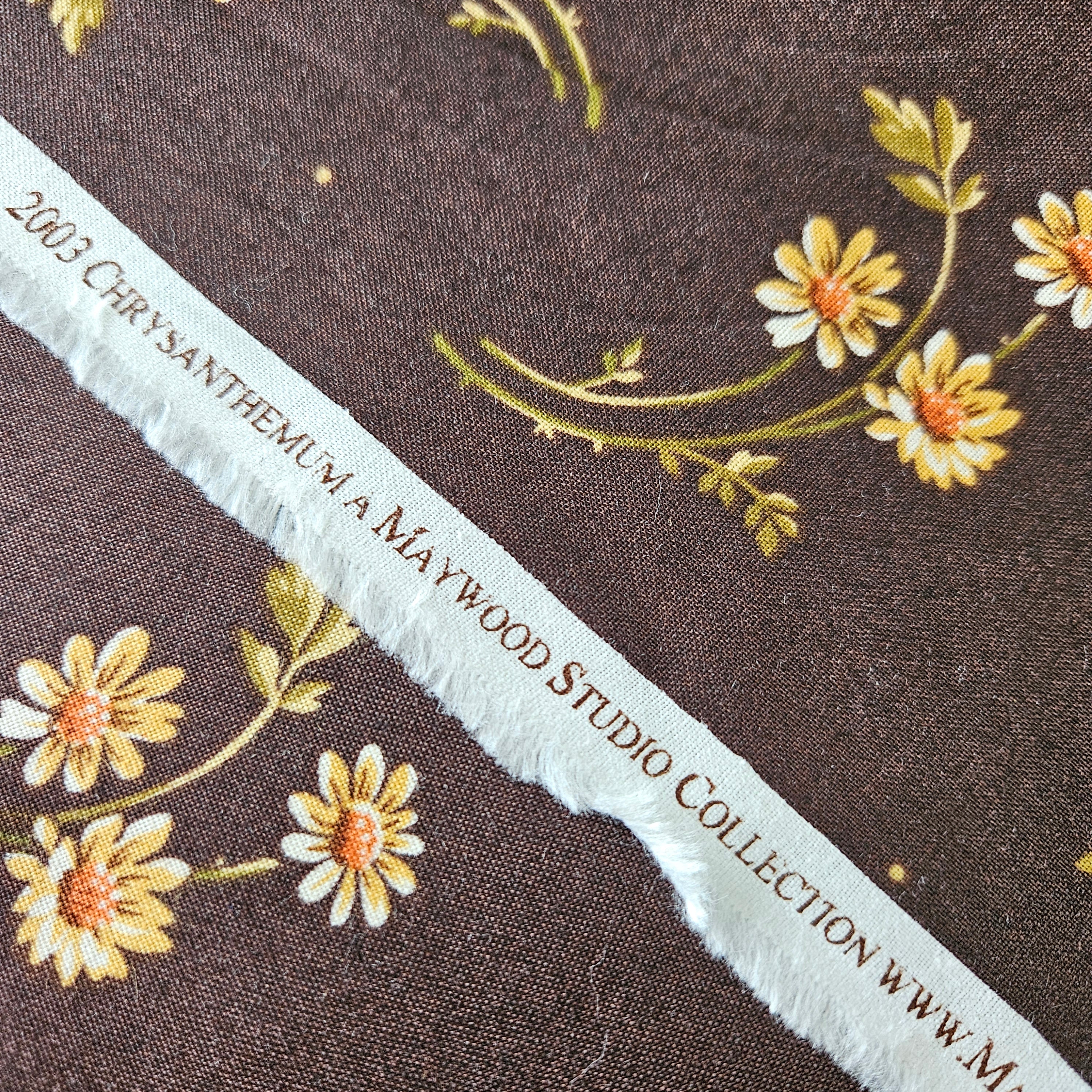 Maywood Studios - Chrysanthemum Brown A2 Flowers 100% Cotton Fabric - Crafts and Quilts