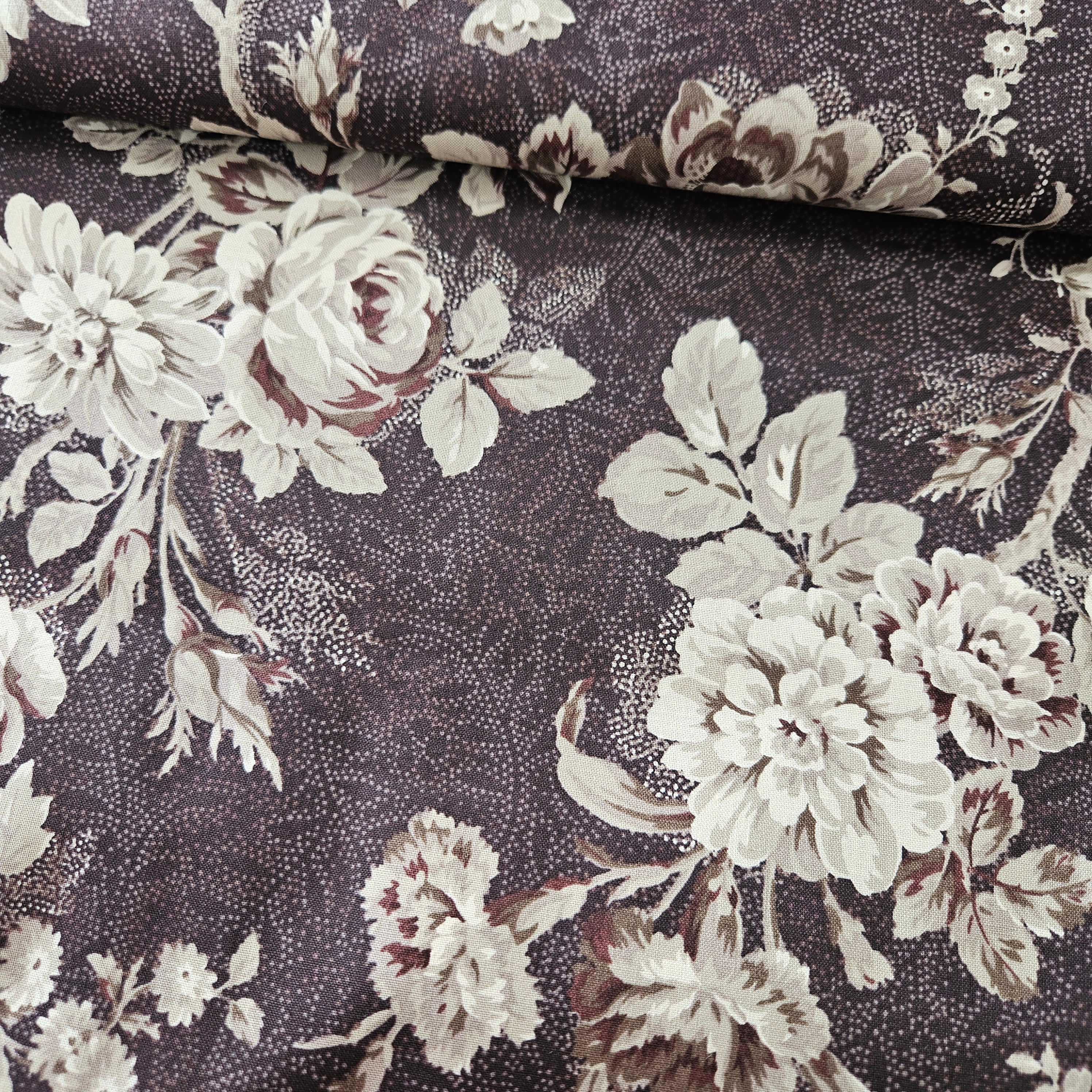 Quilt Gate - Gentle Flowers Brown GF5930-11 100% Cotton Fabric - Crafts and Quilts