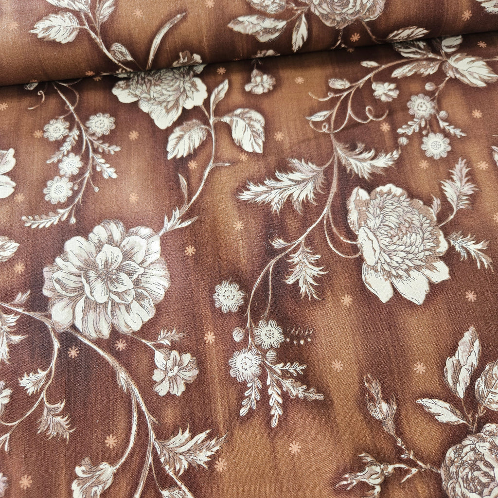 Quilt Gate - Gentle Flowers Brown GF5908-11 100% Cotton Fabric - Crafts and Quilts