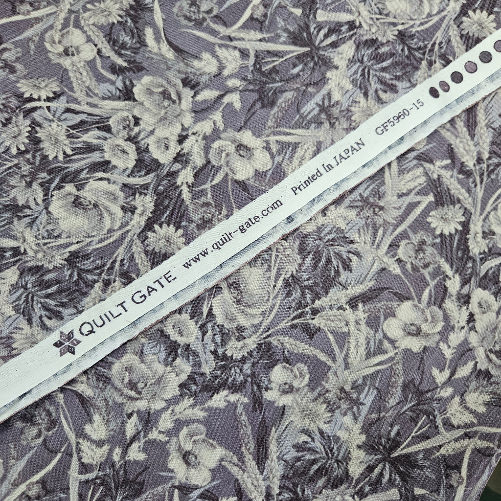 Quilt Gate - Gentle Flowers Purple GF5960-15 100% Cotton Fabric - Crafts and Quilts