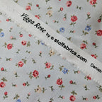 Stof - Vigga Rose Blue 100% Cotton Fabric - Crafts and Quilts