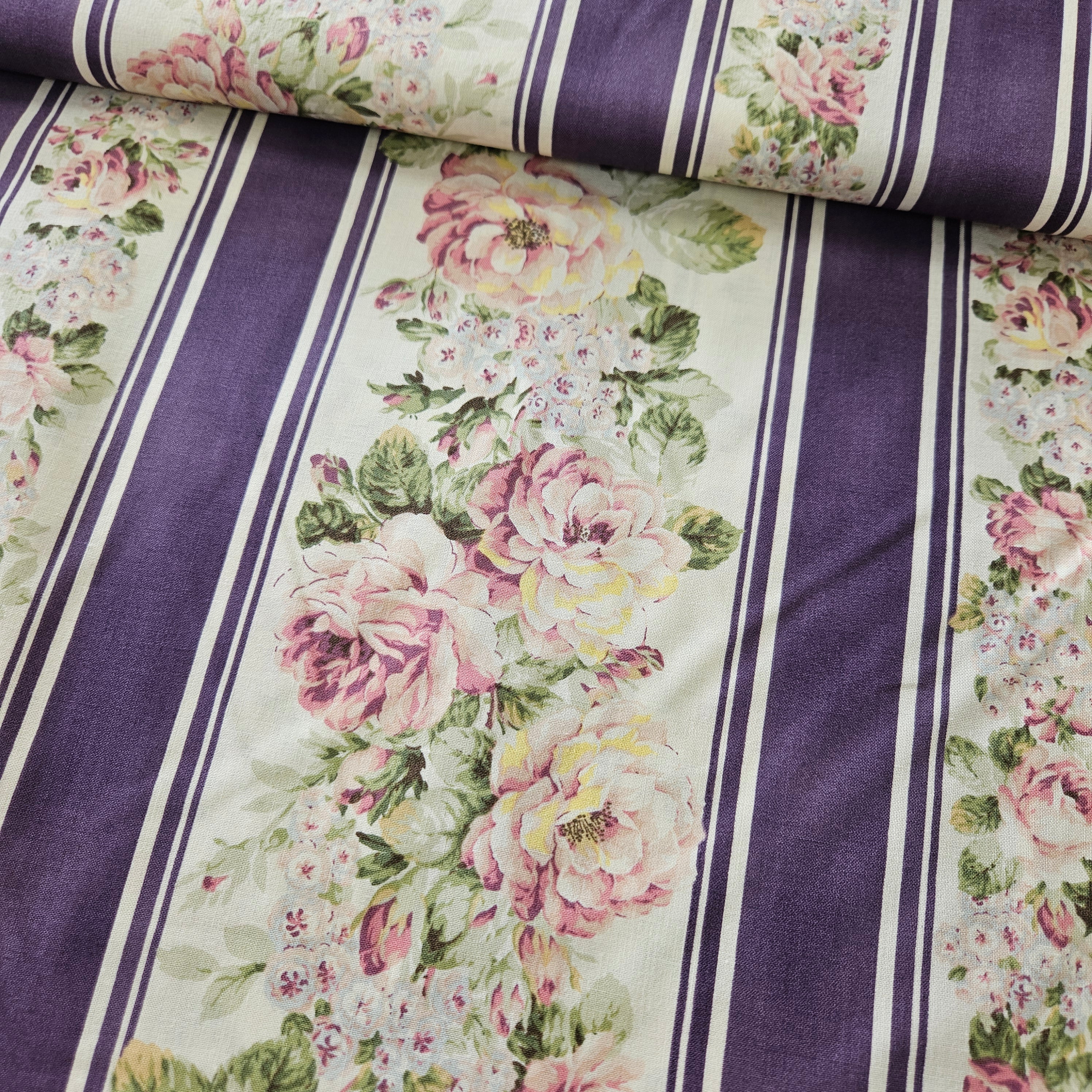 Quilt Gate - Ruru Bouquet Border Purple RU2260-12 100% Cotton Fabric - Crafts and Quilts