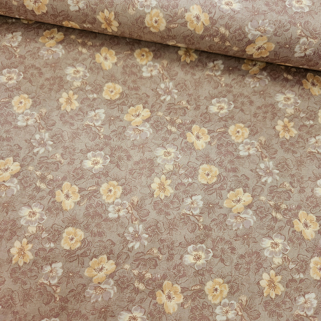 Quilt Gate - Gentle Flowers Brown GF5960-16 100% Cotton Fabric - Crafts and Quilts