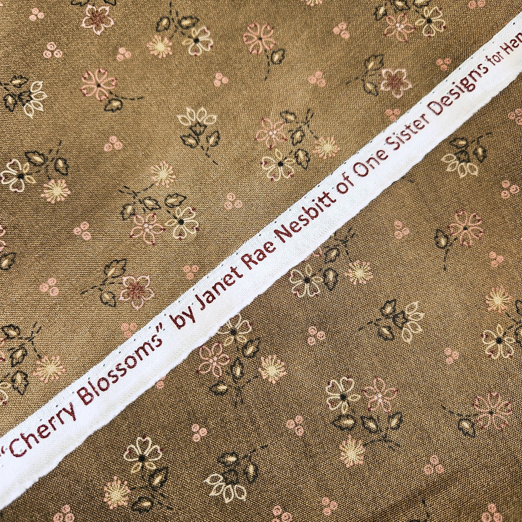 Henry Glass - Cherry Blossoms by One Sister Designs Bouquet Toss Brown 100% Cotton Fabric - Crafts and Quilts