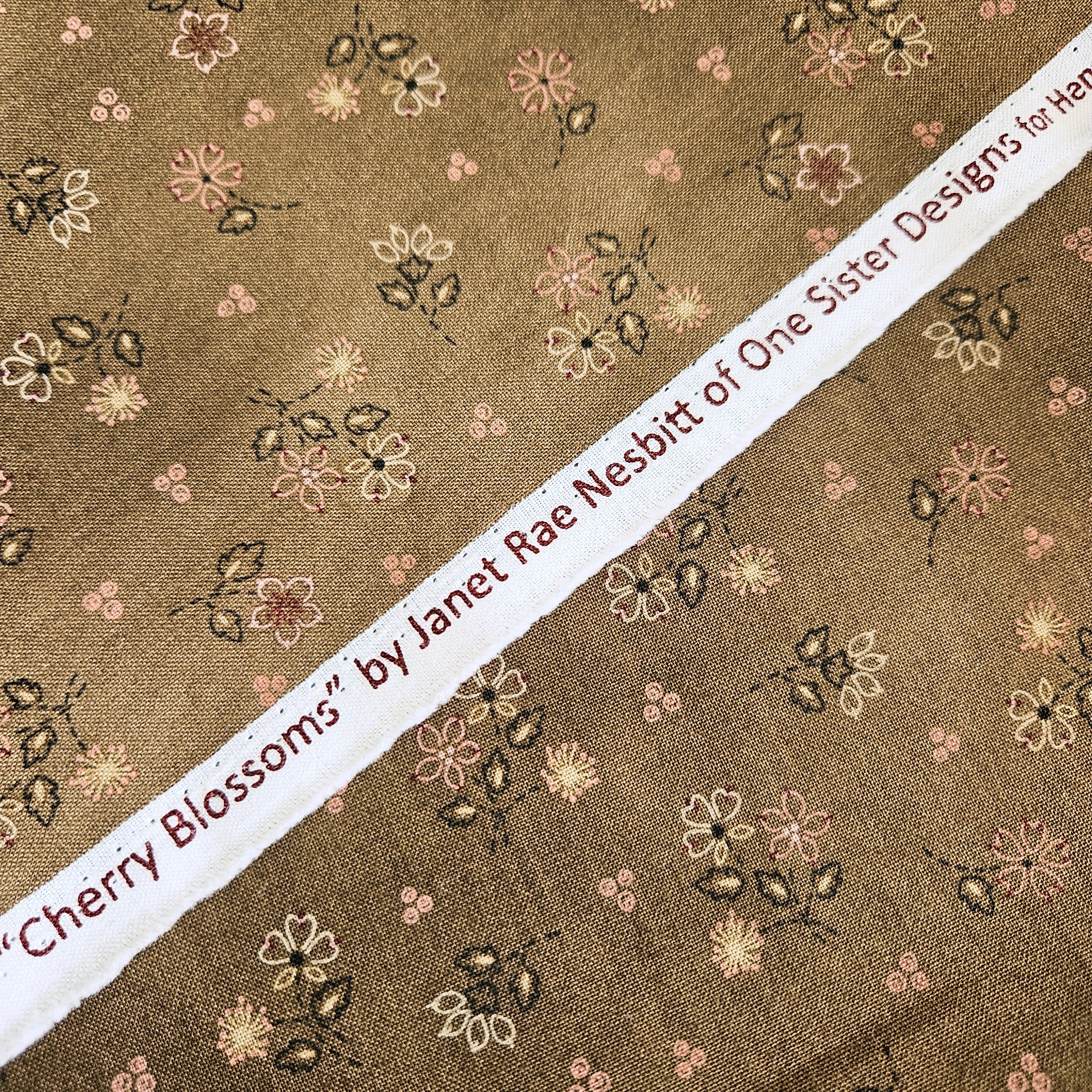 Henry Glass - Cherry Blossoms by One Sister Designs Bouquet Toss Brown 100% Cotton Fabric - Crafts and Quilts