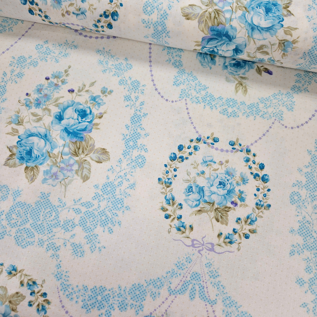 Benartex -Zoey Christine Blue 100% Cotton Fabric - Crafts and Quilts