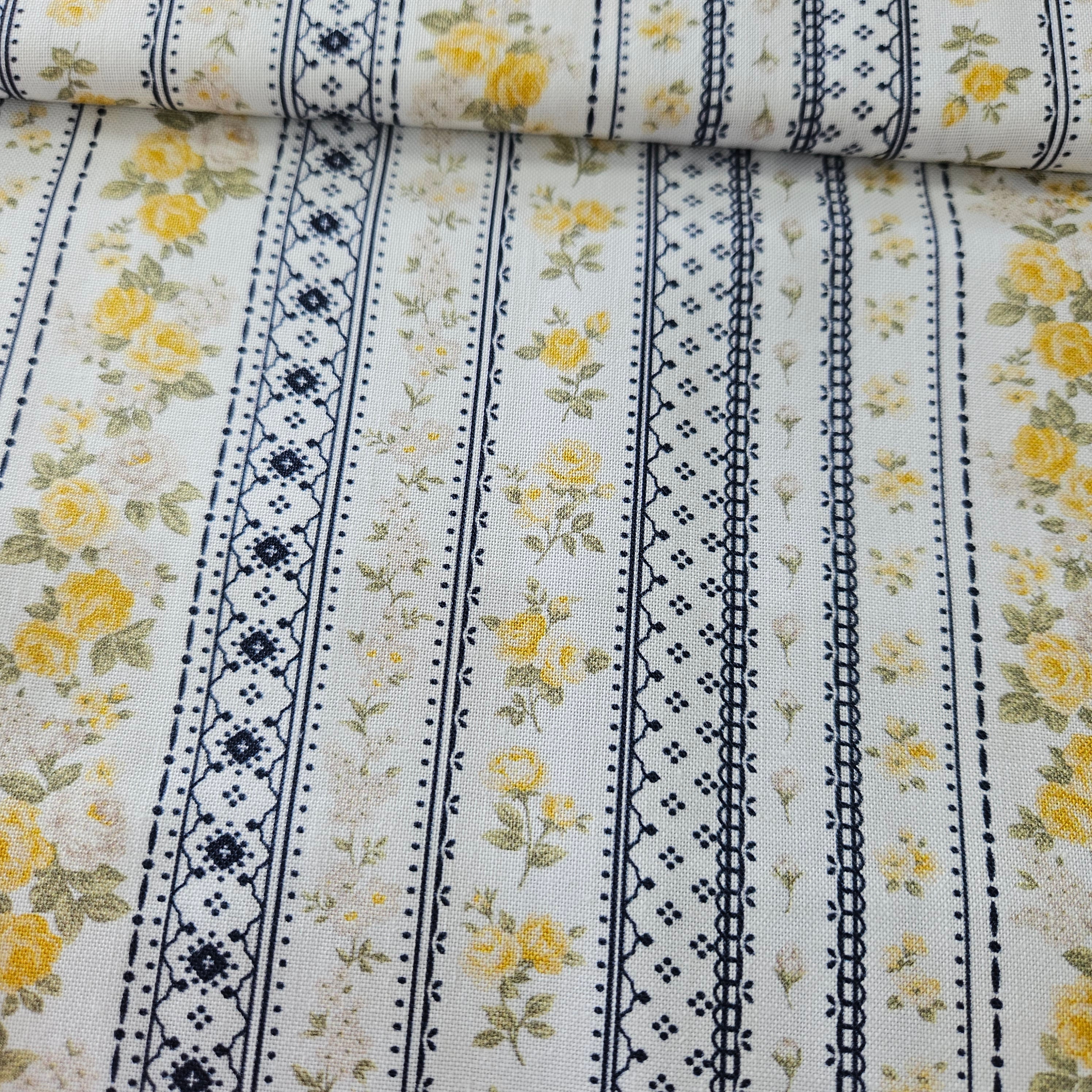 Stof - Sofie Rose Border 100% Cotton Fabric - Crafts and Quilts
