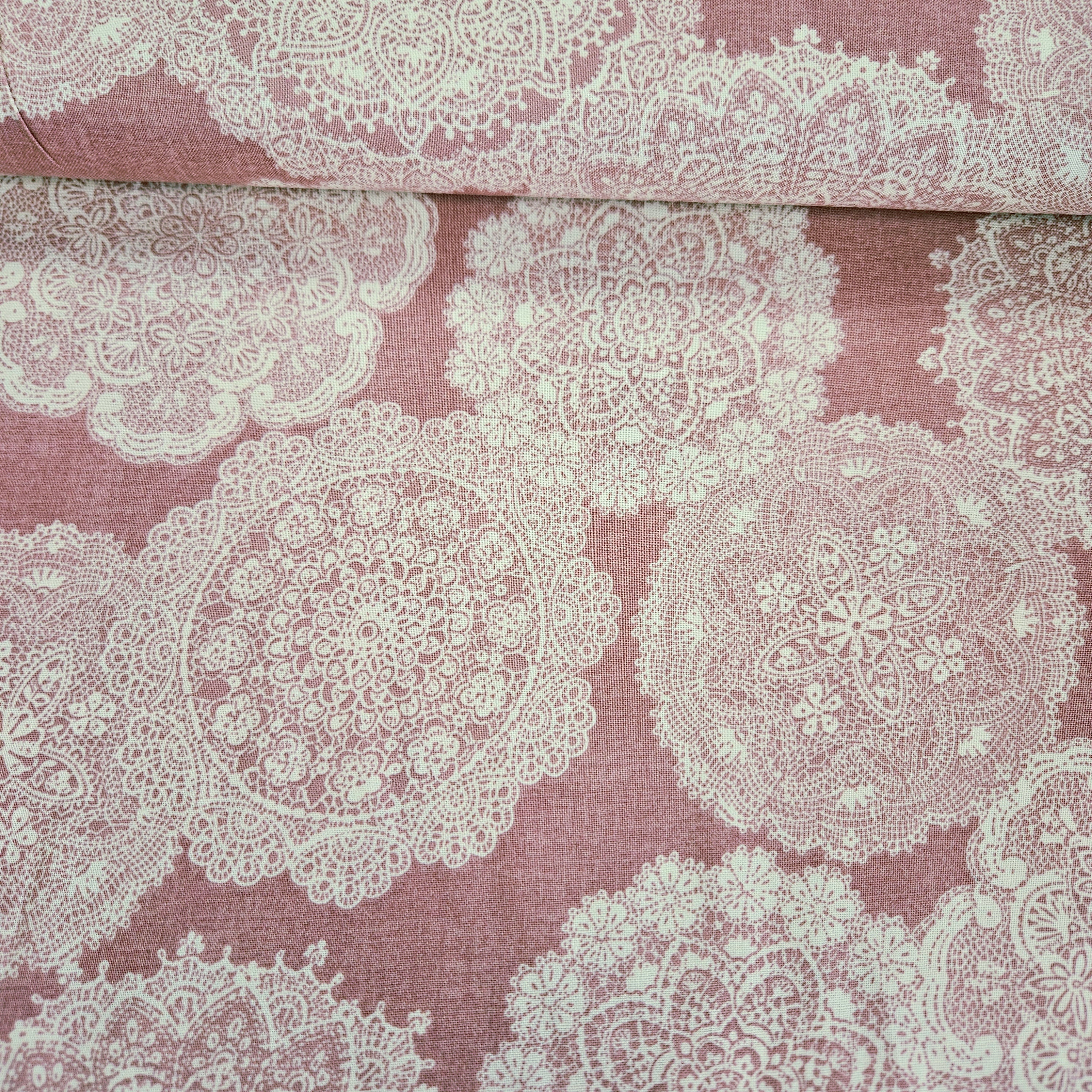 Quilt Gate - Ruru Bouquet Lace Pink RU2260-15 100% Cotton Fabric - Crafts and Quilts