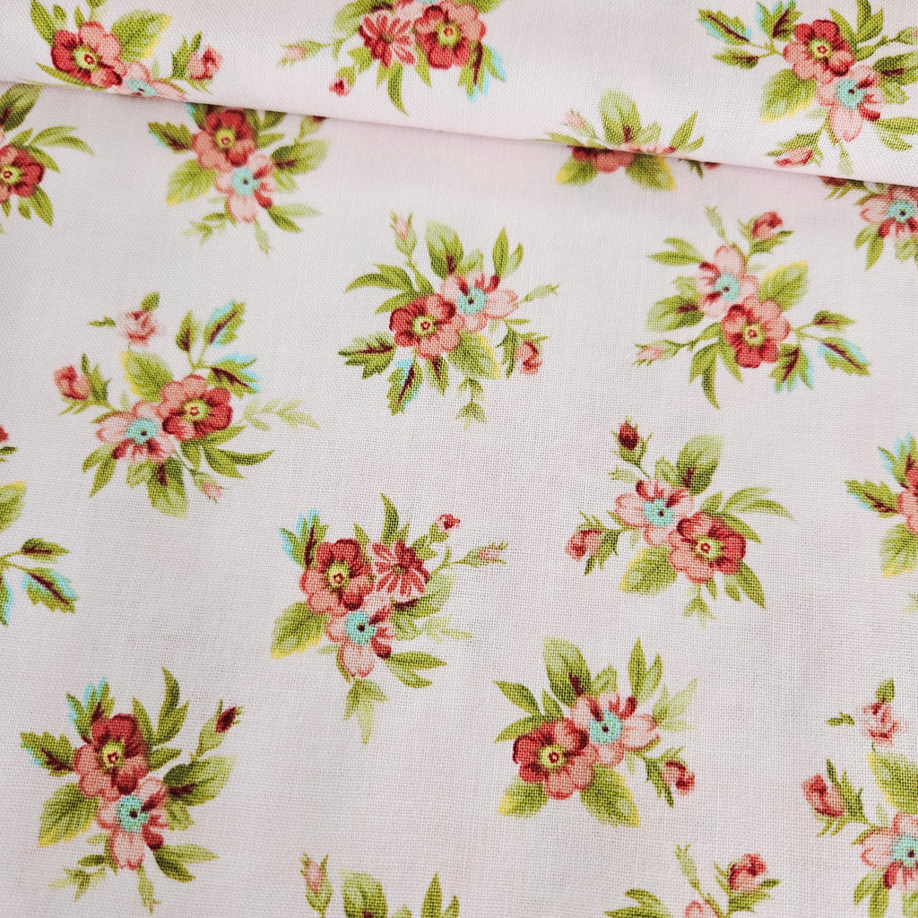 Henry Glass - Tranquil Garden Sm Bouquet Pink 100% Cotton Fabric - Crafts and Quilts