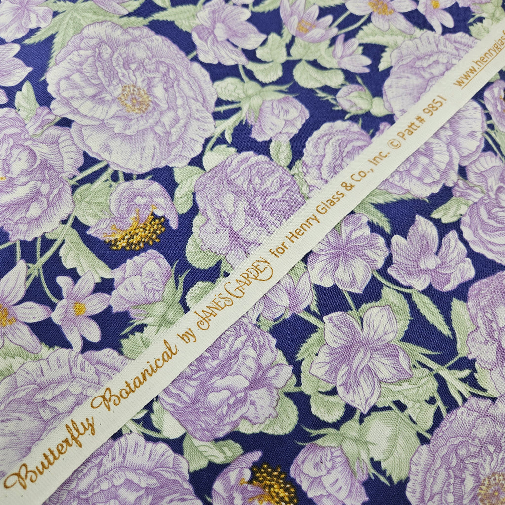 Henry Glass - Butterfly Botanical 100% Cotton Fabric - Crafts and Quilts