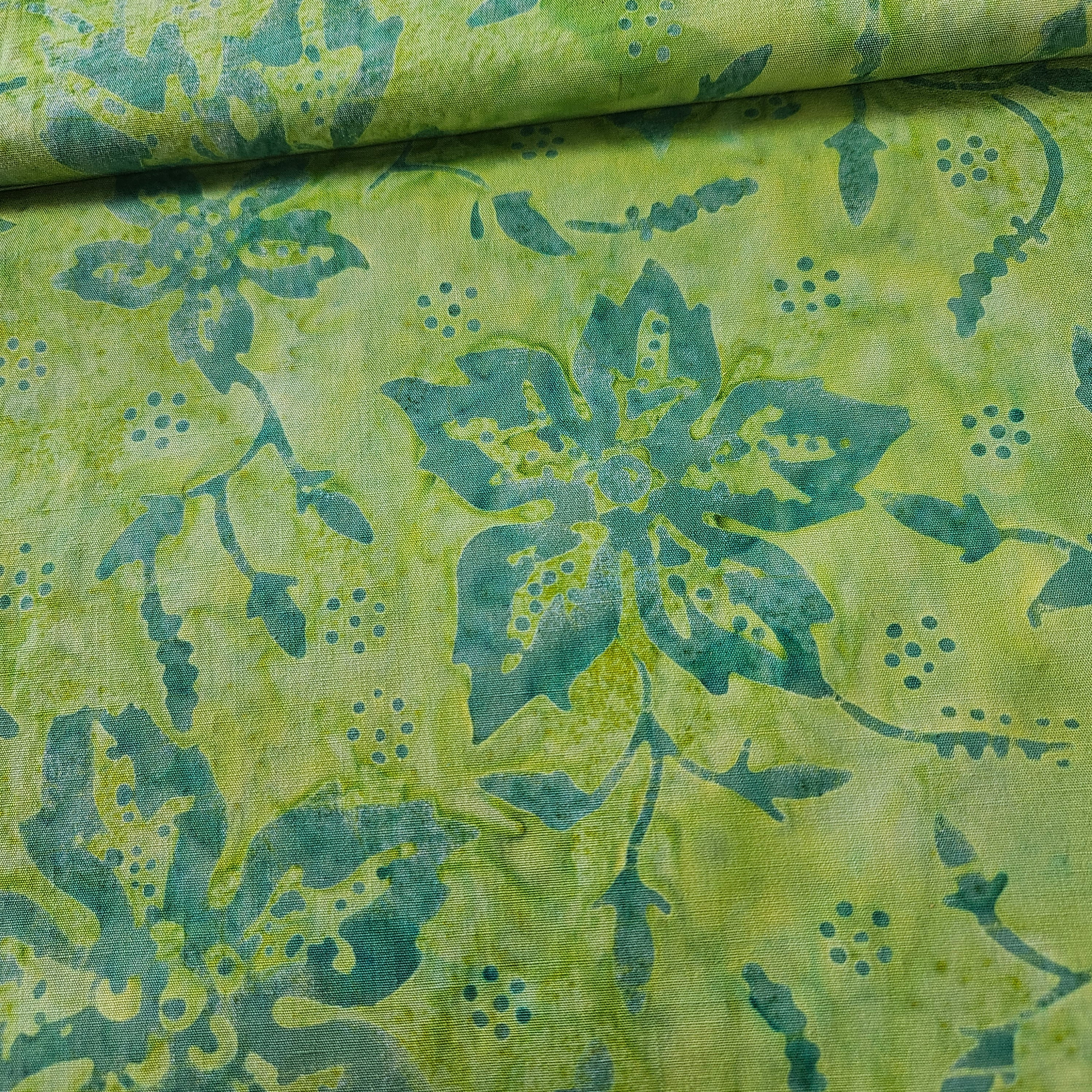 Indonesian Bali Batik - Zest Green 100% Cotton Fabric - Crafts and Quilts