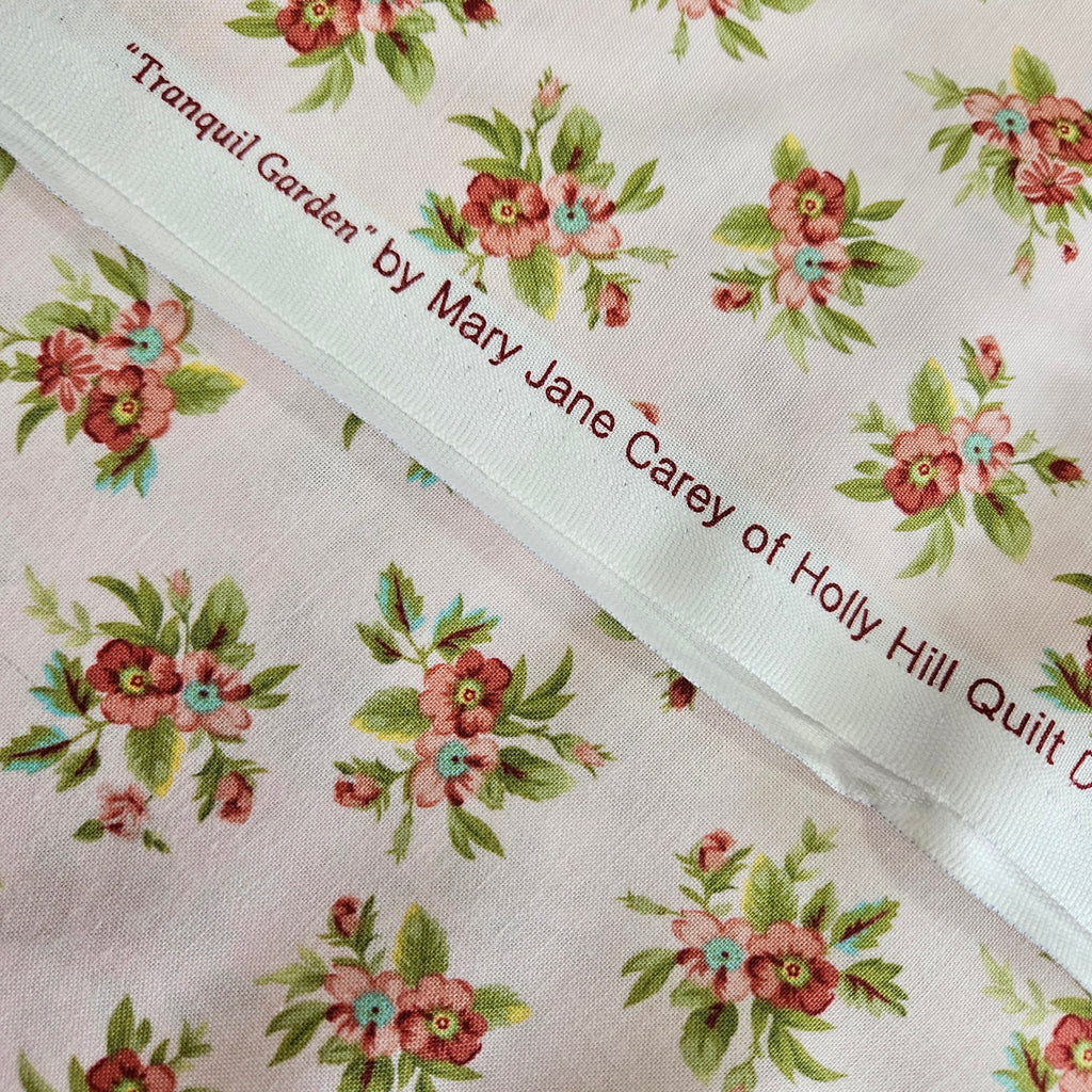 Henry Glass - Tranquil Garden Sm Bouquet Pink 100% Cotton Fabric - Crafts and Quilts