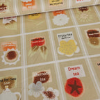 Stof - Five OClock Tea Squares Dk Beige 100% Cotton Fabric - Crafts and Quilts