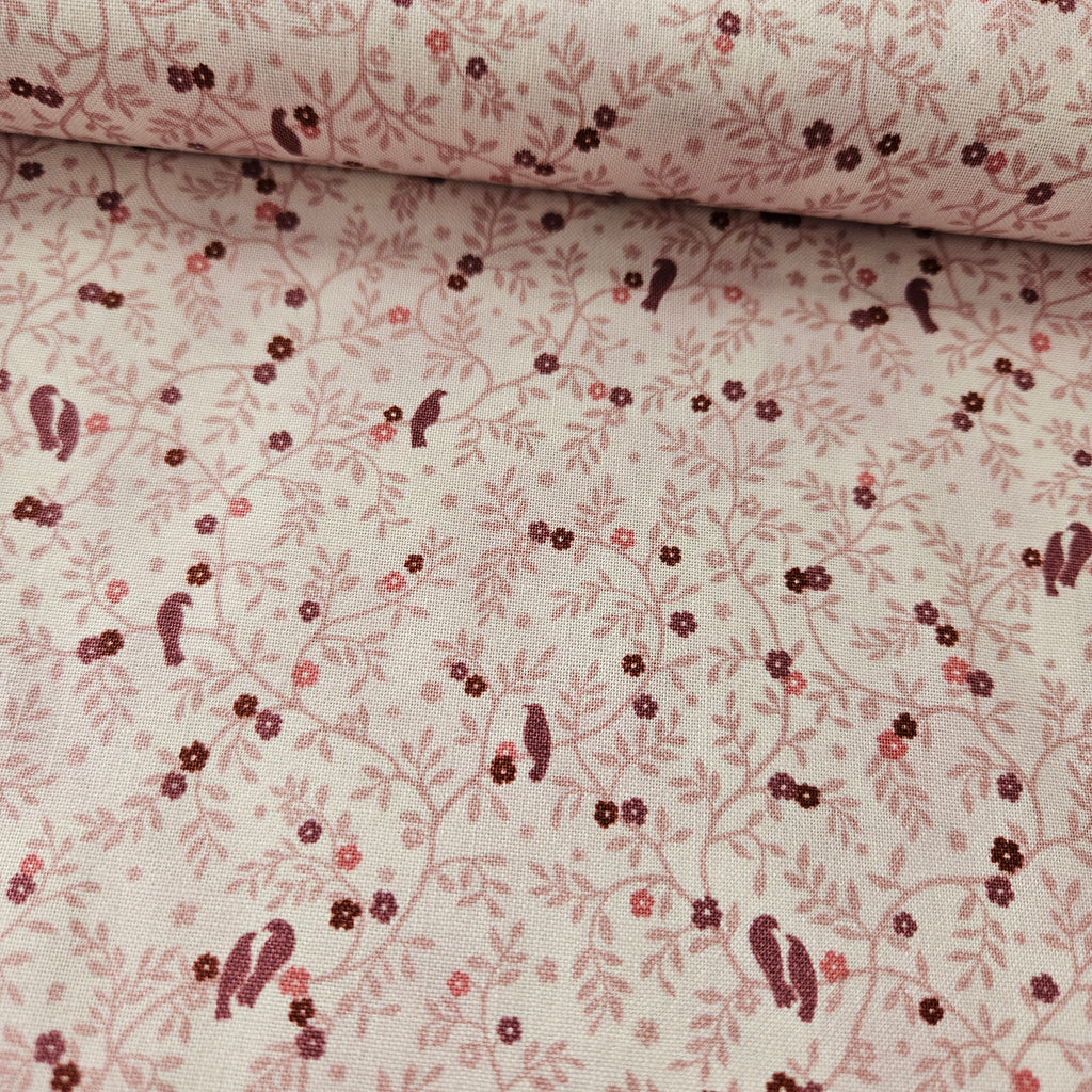 Stof - Quilters Basics Birds Pink 45181 100% Cotton Fabric - Crafts and Quilts