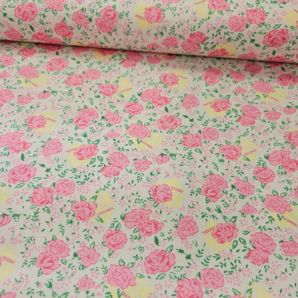 Free Spirit - Snapshot by Verna Mosquera Rosebuds Pearl PWVM 116 100% Cotton Fabric - Crafts and Quilts