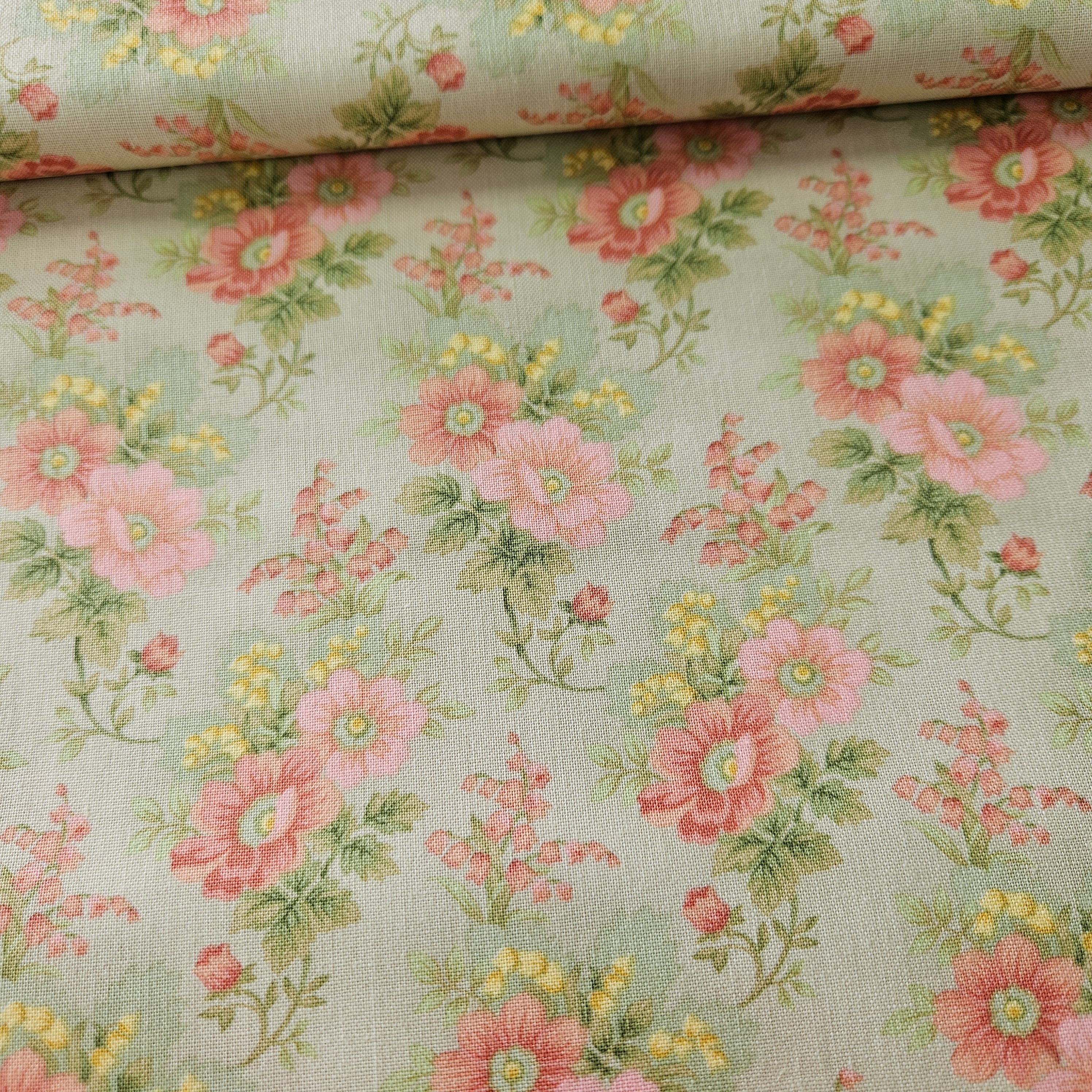 Henry Glass - Gentle Garden Blushed Rose 100% Cotton Fabric - Crafts and Quilts