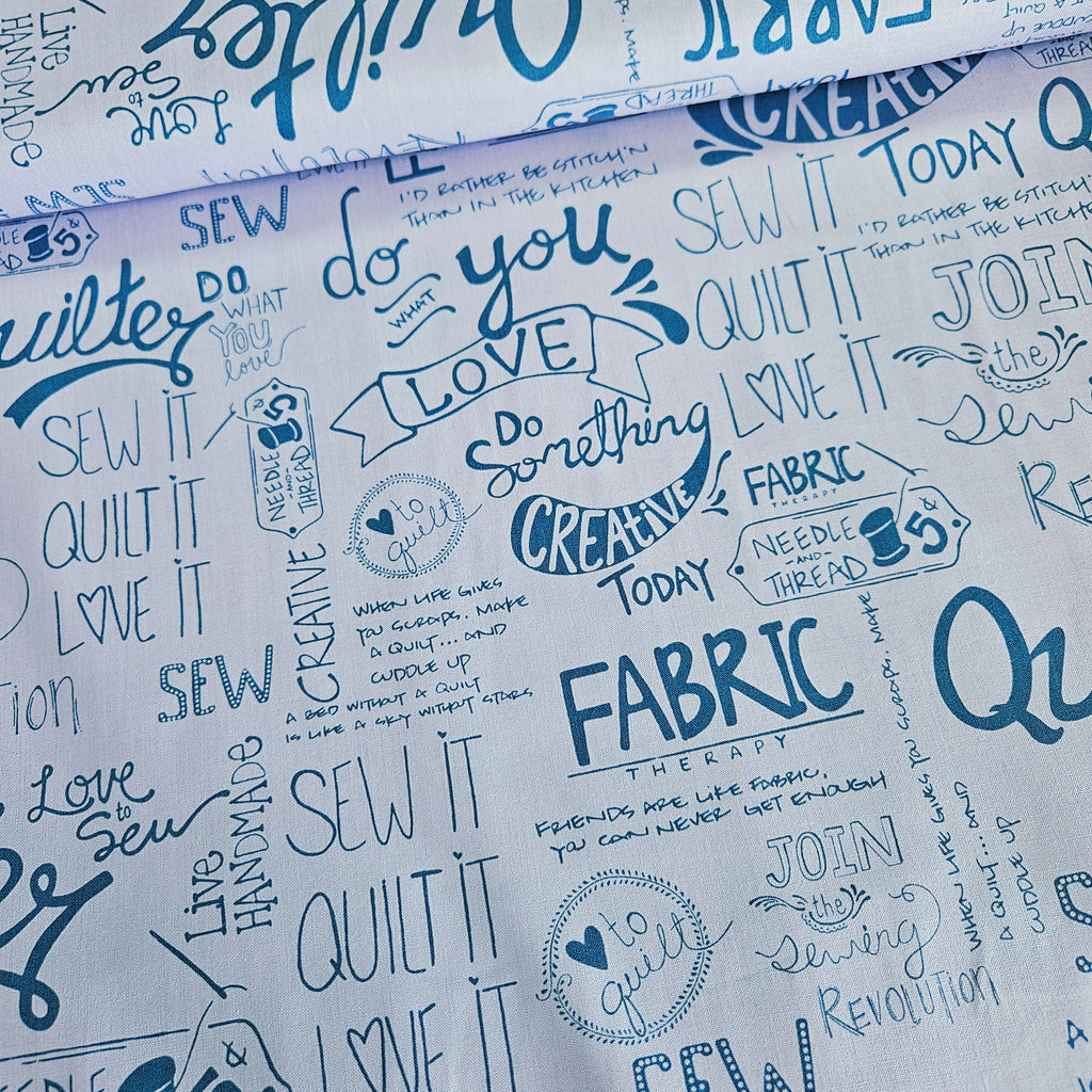 Henry Glass - Sew it! Quilt it! Love it! Quotes Purple 100% Cotton Fabric - Crafts and Quilts