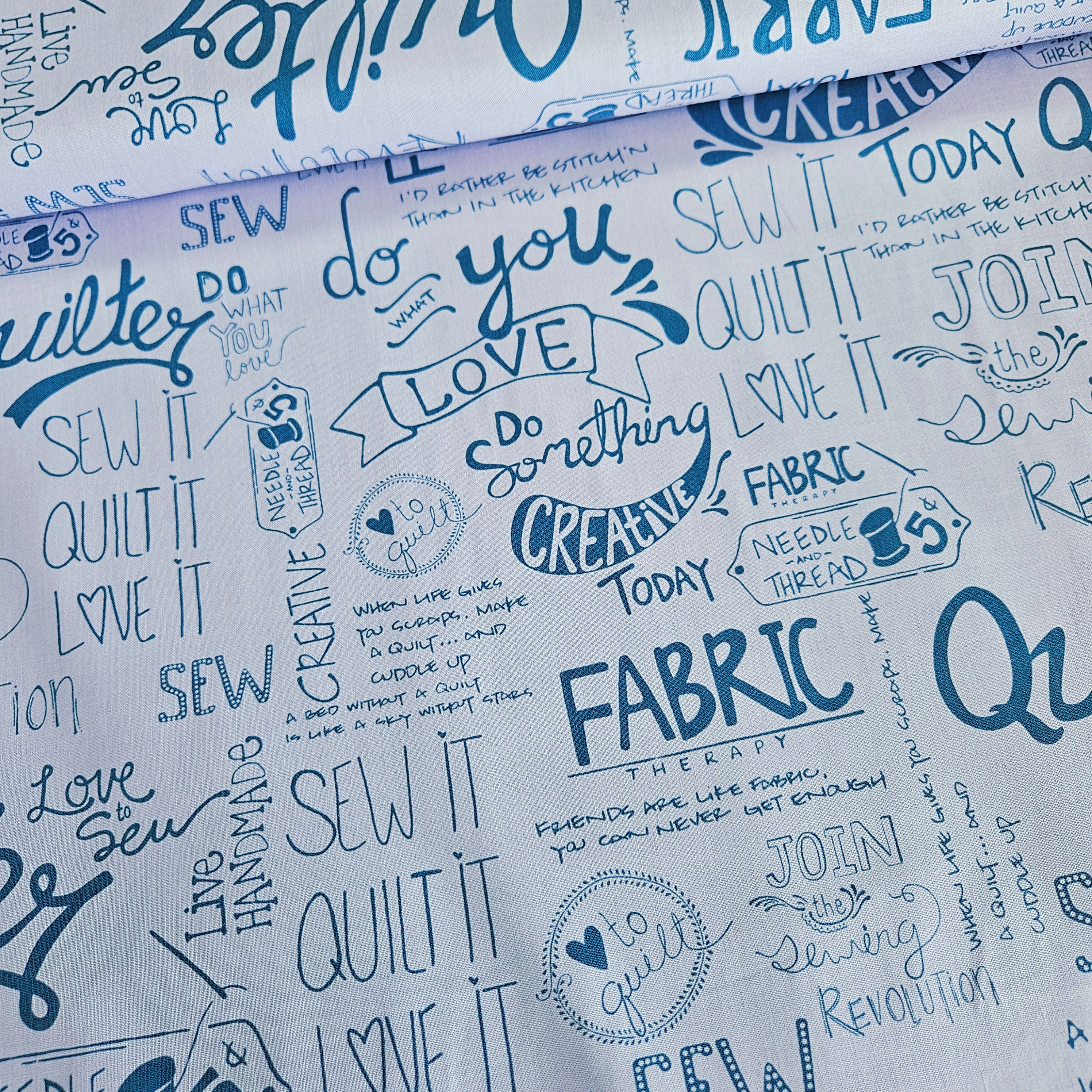 Henry Glass - Sew it! Quilt it! Love it! Quotes Purple 100% Cotton Fabric - Crafts and Quilts