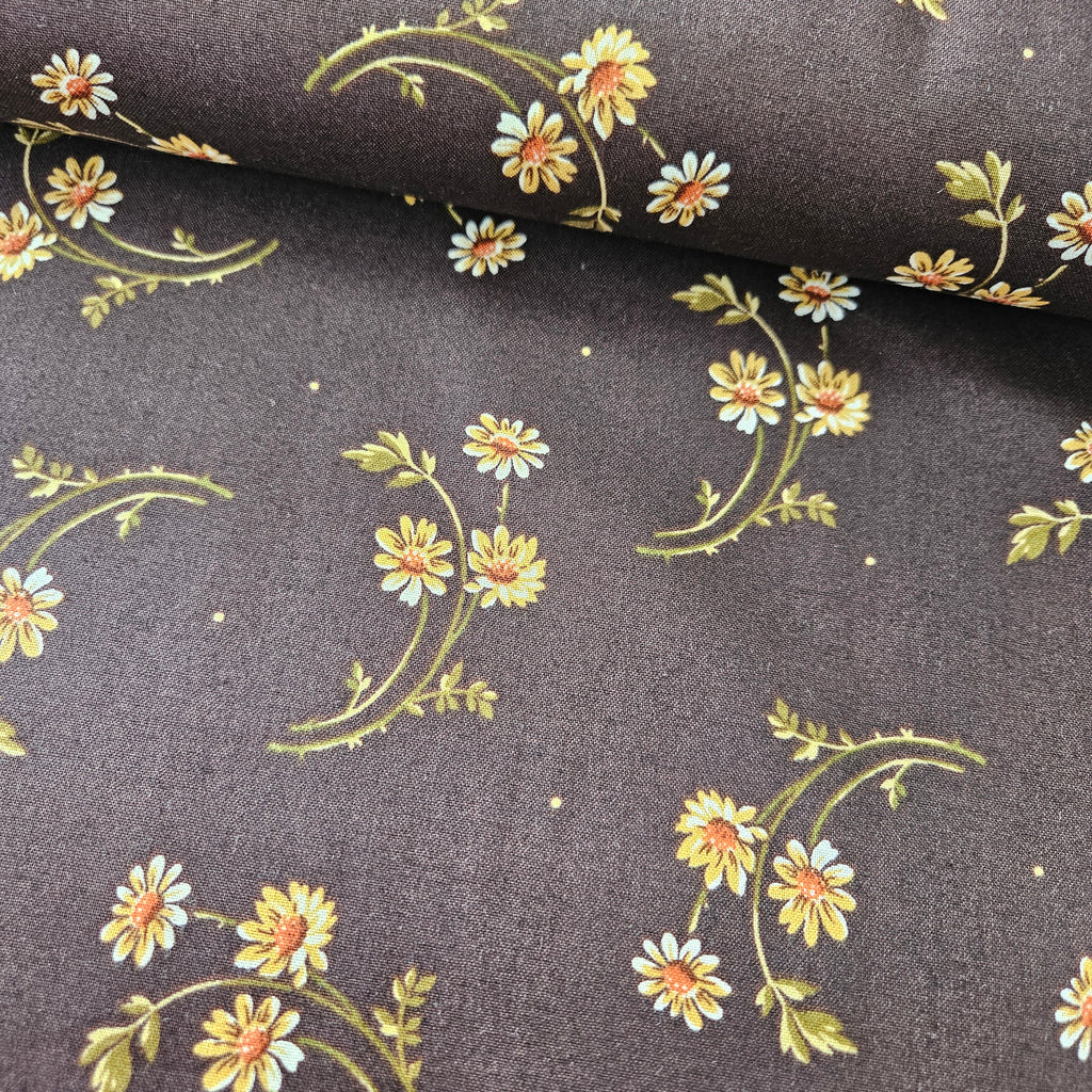 Maywood Studios - Chrysanthemum Brown A2 Flowers 100% Cotton Fabric - Crafts and Quilts