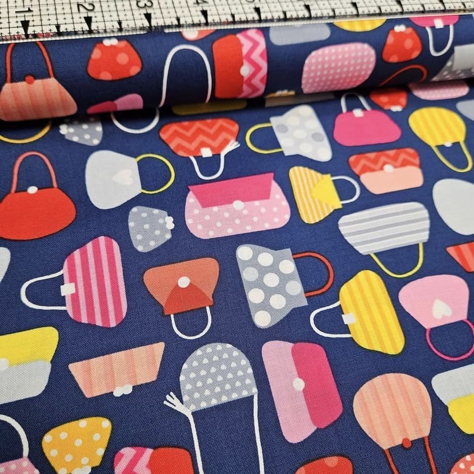 Robert Kaufman - This and That by Ann Kelle Handbags Blue 15411 100% Cotton Fabric - Crafts and Quilts