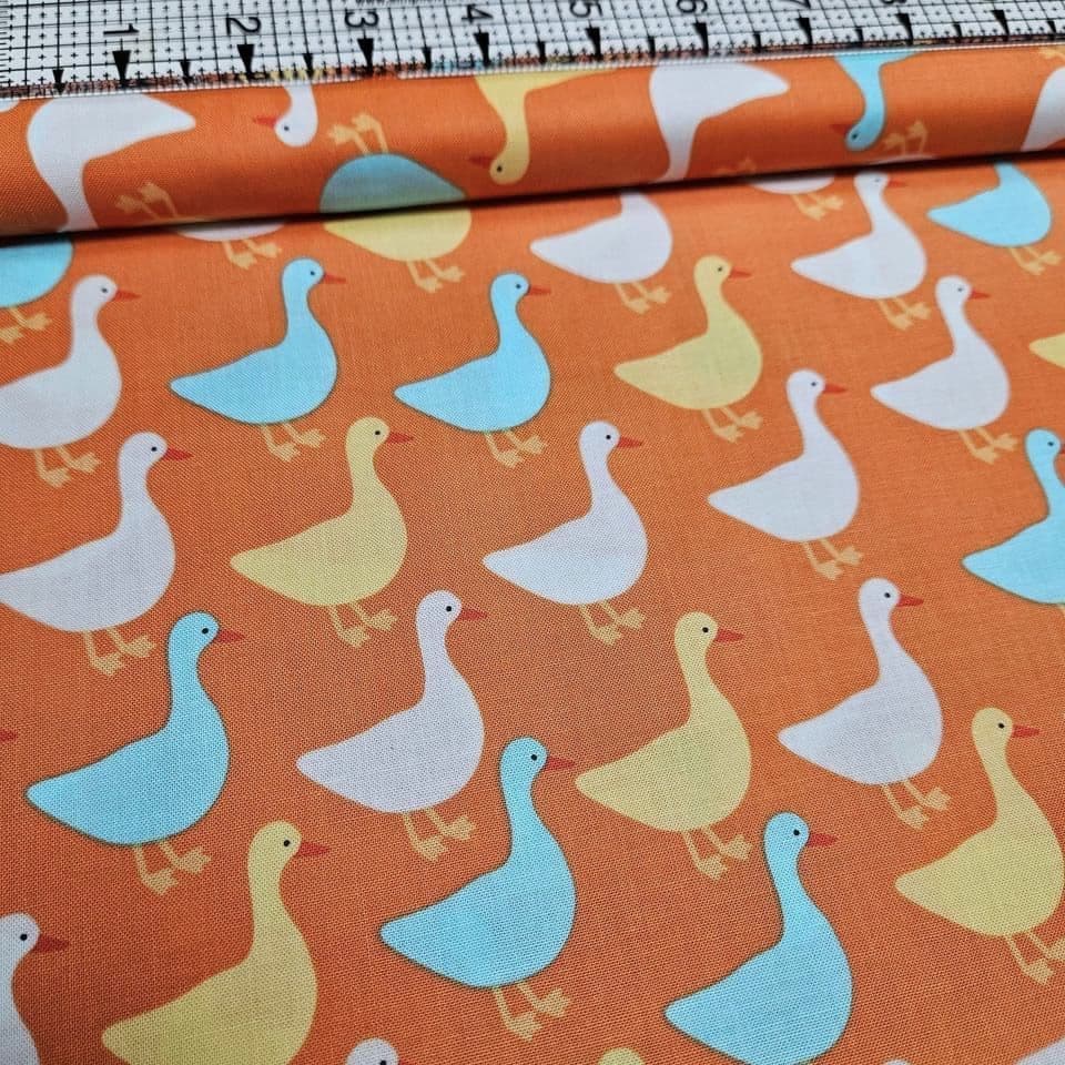 Robert Kaufman - Urban Zoologie by Ann Kelle Goose Orange 15725 100% Cotton Fabric