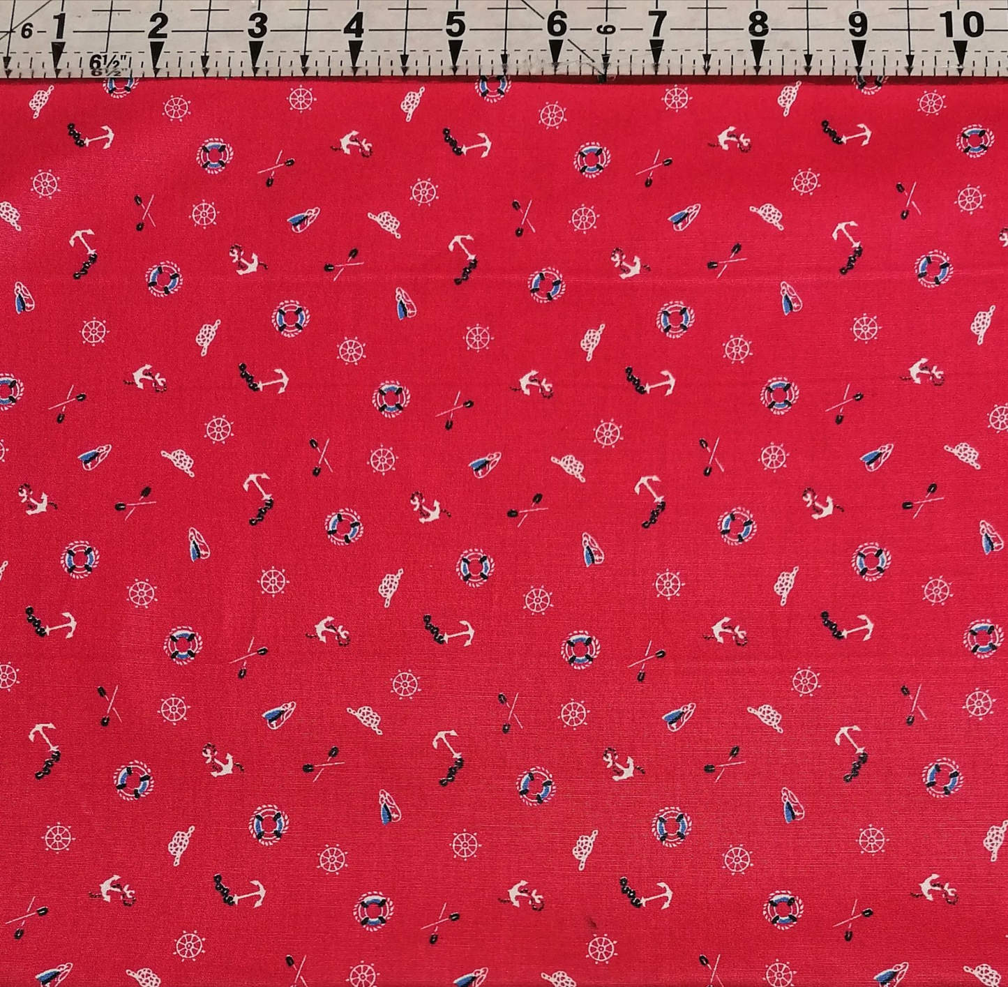 Poplin - Ship Ahoy Red 100% Cotton Fabric