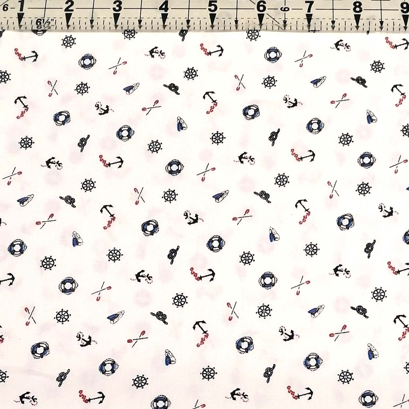 Poplin - Ship Ahoy White 100% Cotton Fabric Yard