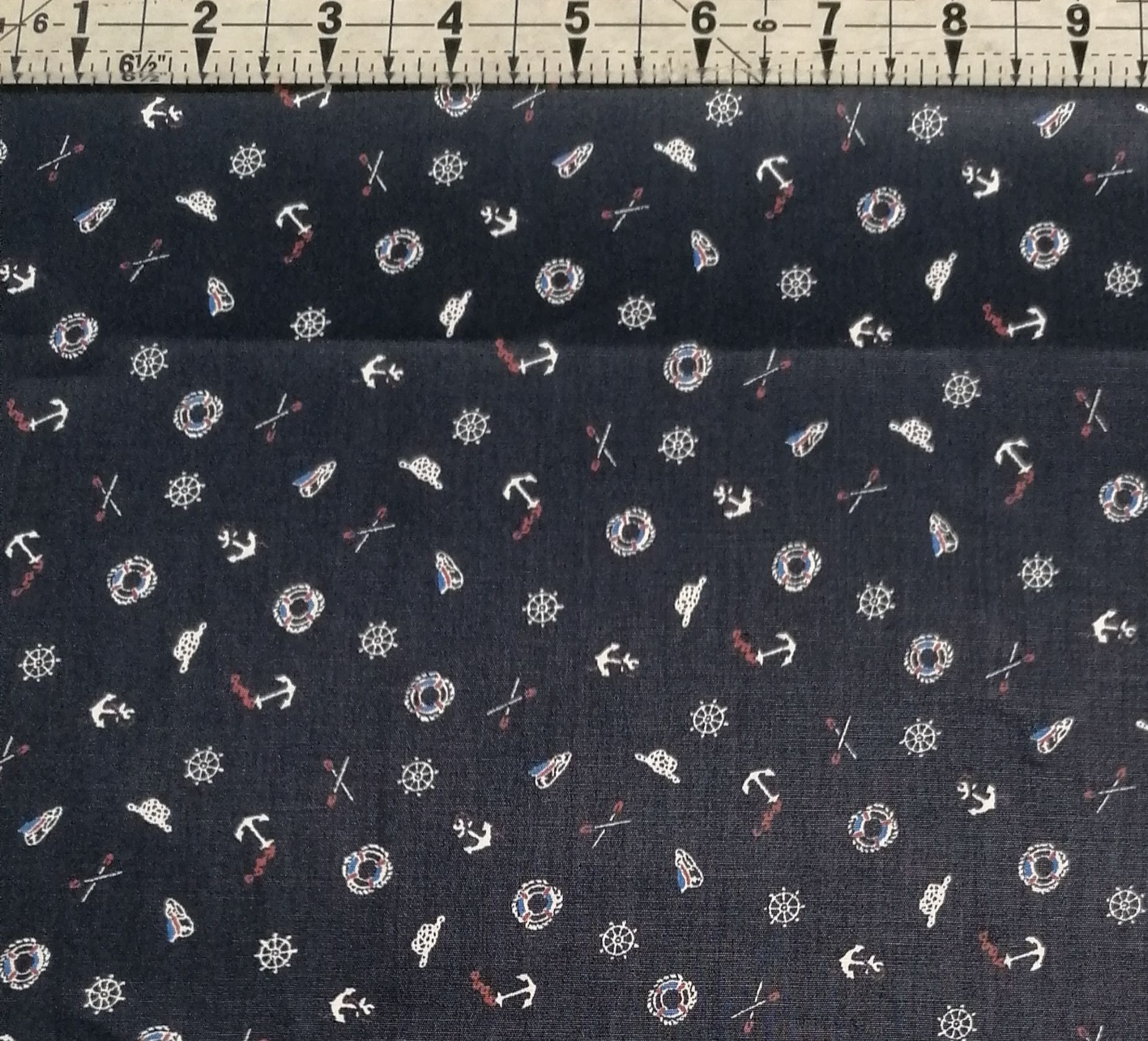 Poplin - Ship Ahoy Navy 100% Cotton Fabric Yard