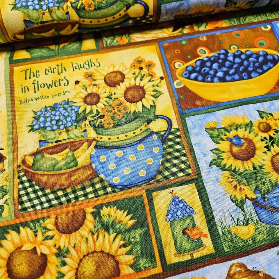 SPX Fabrics - Sunny Blossoms Sunflower Floral 100% Cotton Fabric