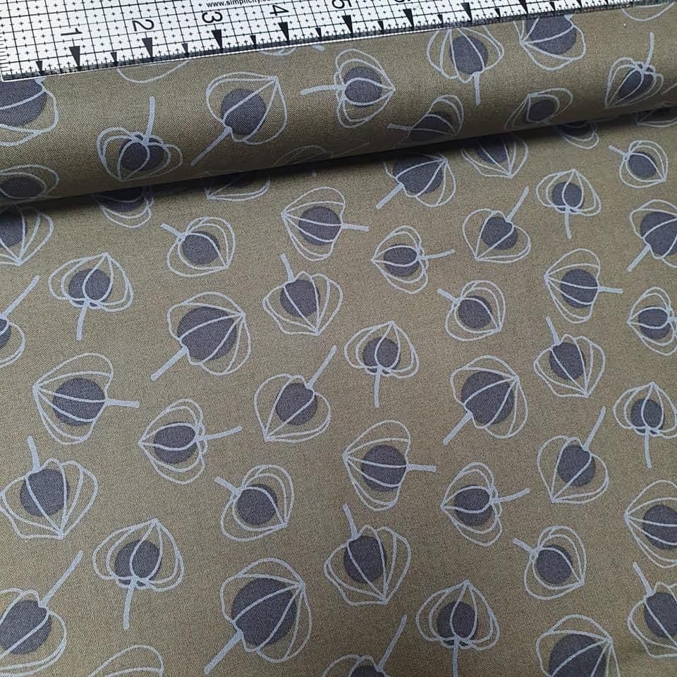 Stof - Annaluna Hozuki  Khaki HC4503 100% Cotton Fabric