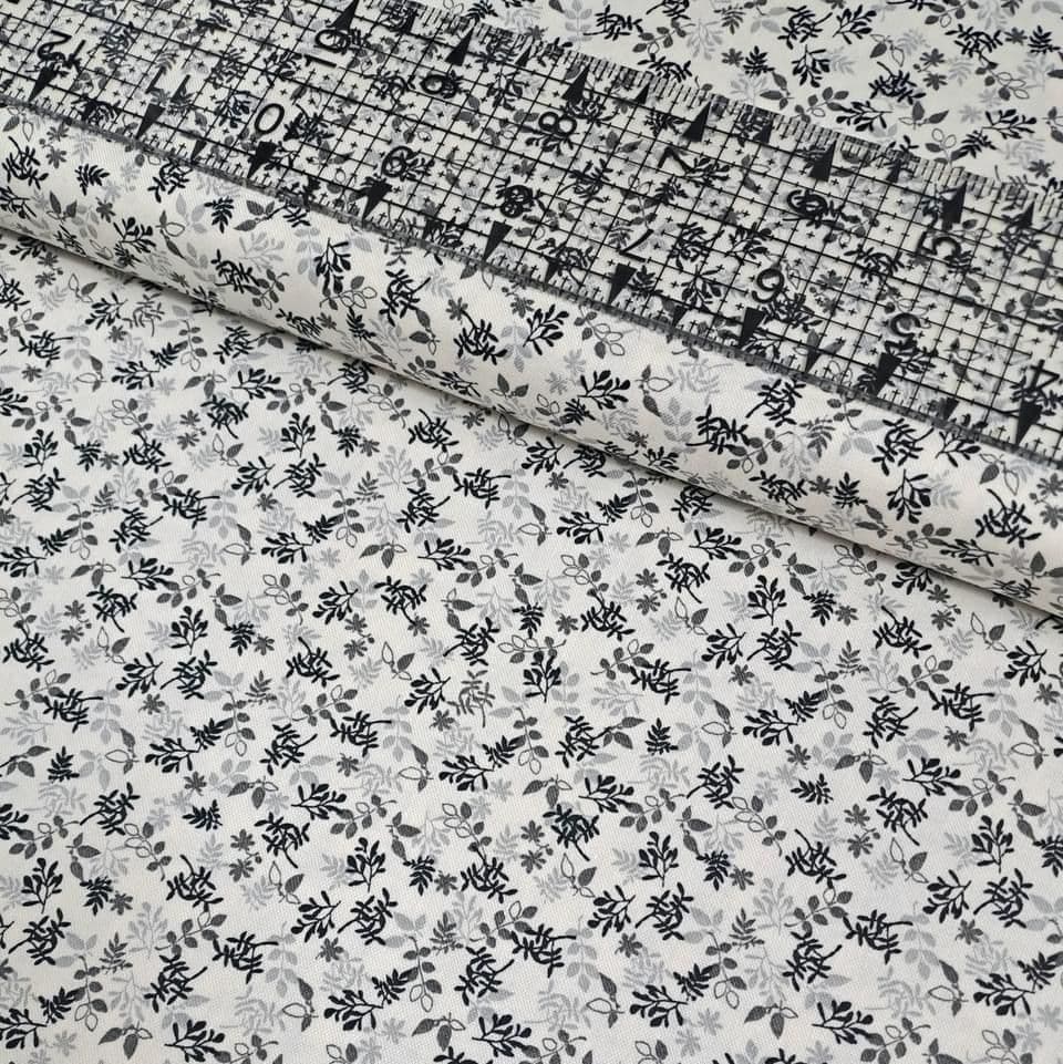 Stof - Autumn Leaves Monochrome 100% Cotton Fabric