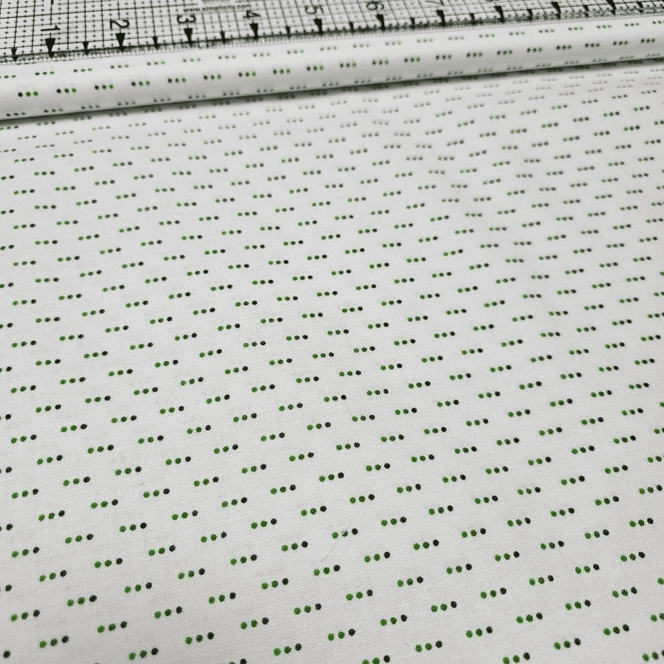 Stof - Colour Fun Green Linear Dot 100% Cotton Fabric