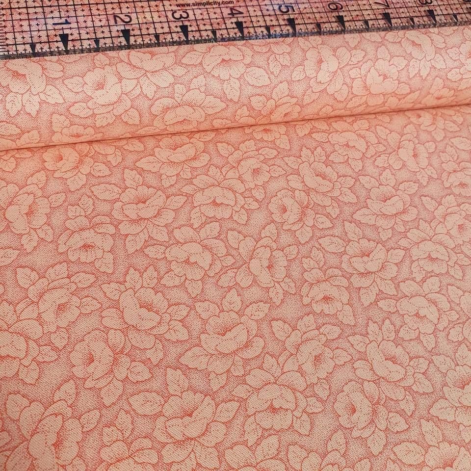 Stof - Colourflow Floral Blender Peach 100% Cotton Fabric