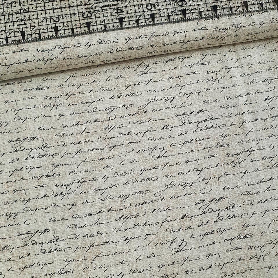Stof - Cosy Home Script Blender Beige 100% Cotton Fabric