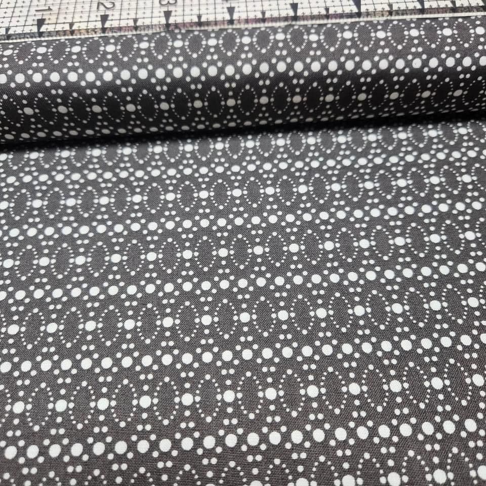 Stof - Dot Mania Oval Spot Grey 100% Cotton Fabric