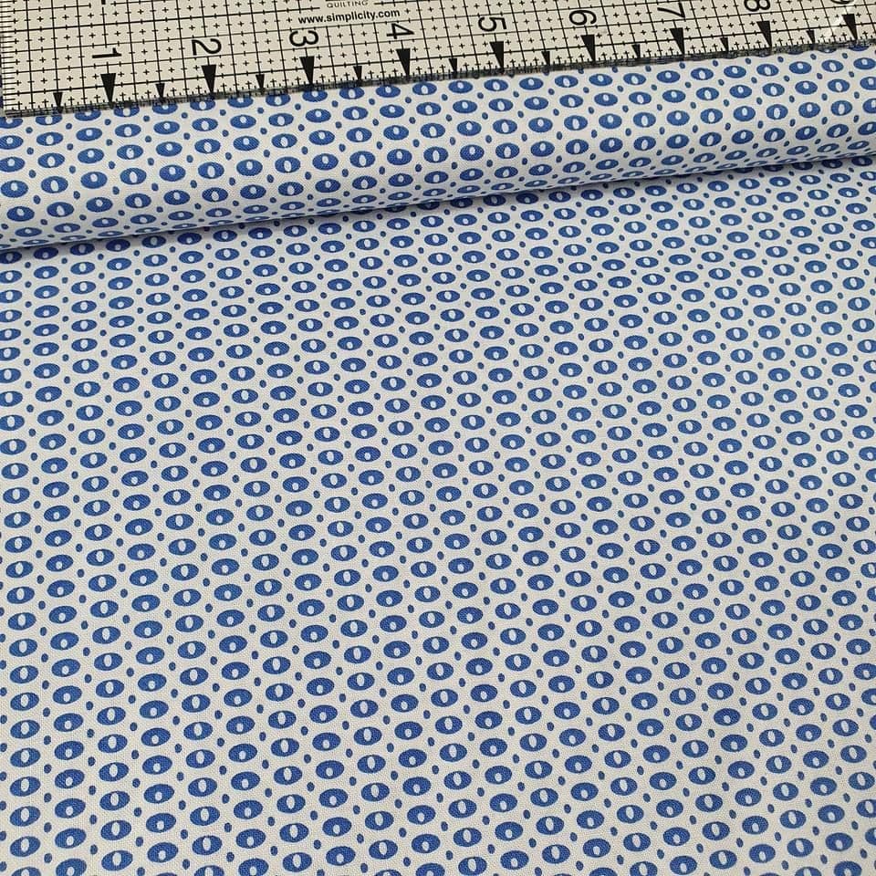 Stof - Dot Mania White and Navy 100% Cotton Fabric