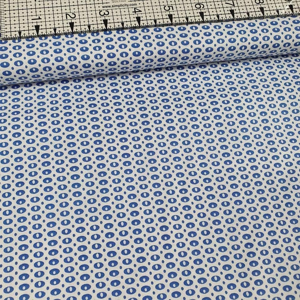 Stof - Dot Mania White and Navy 100% Cotton Fabric