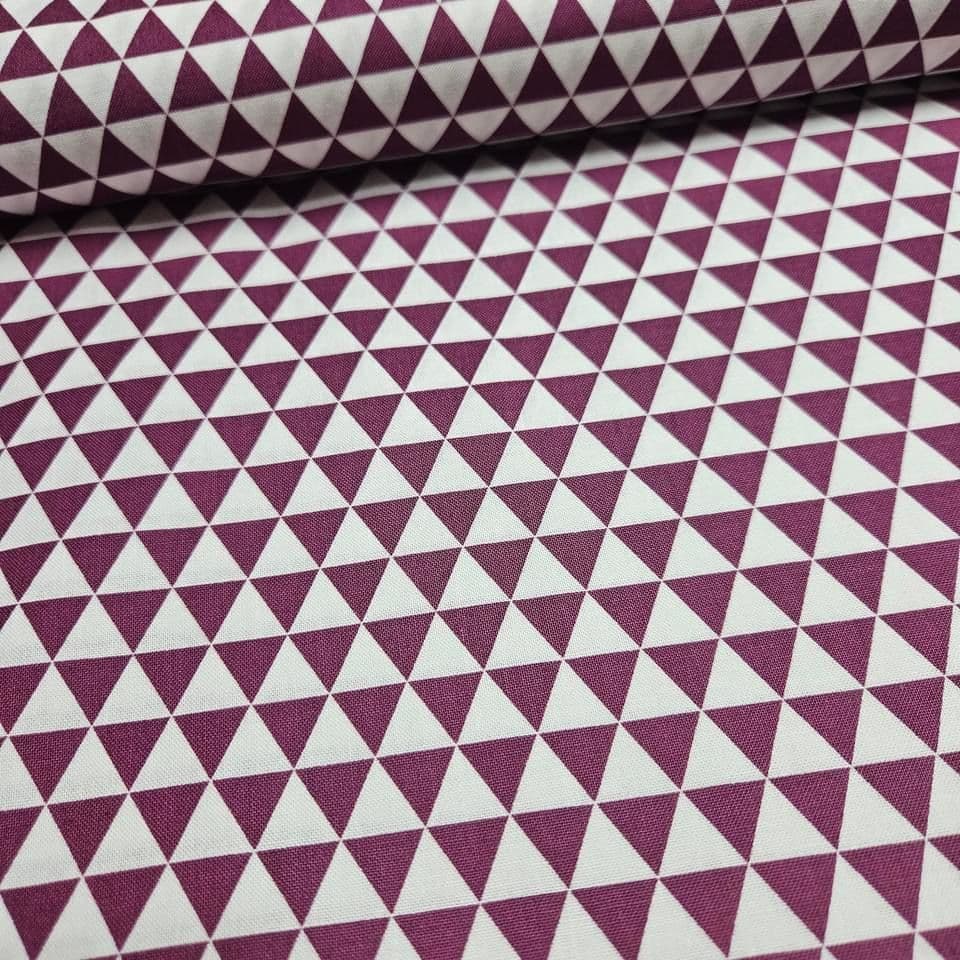 Stof - Duo Mini Plum Triangles 100% Cotton Fabric