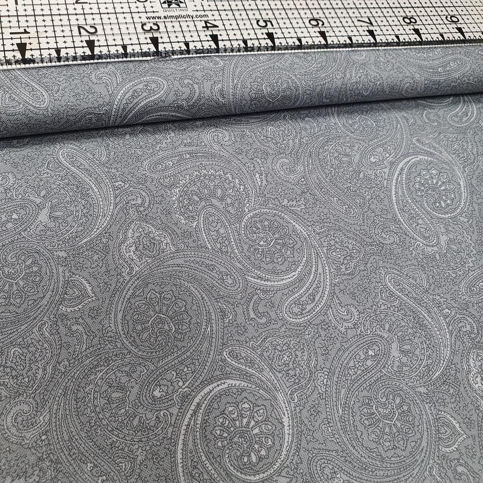 Stof - Emily Rose Paisley Grey 100% Cotton Fabric
