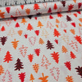 Stof - Enchanted Forest Christmas Trees Orange 100% Cotton Fabric
