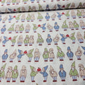 Stof - Fairy Tale Gnomes Green Blue 100% Cotton Fabric