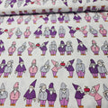Stof - Fairy Tale Gnomes Pink Purple 100% Cotton Fabric