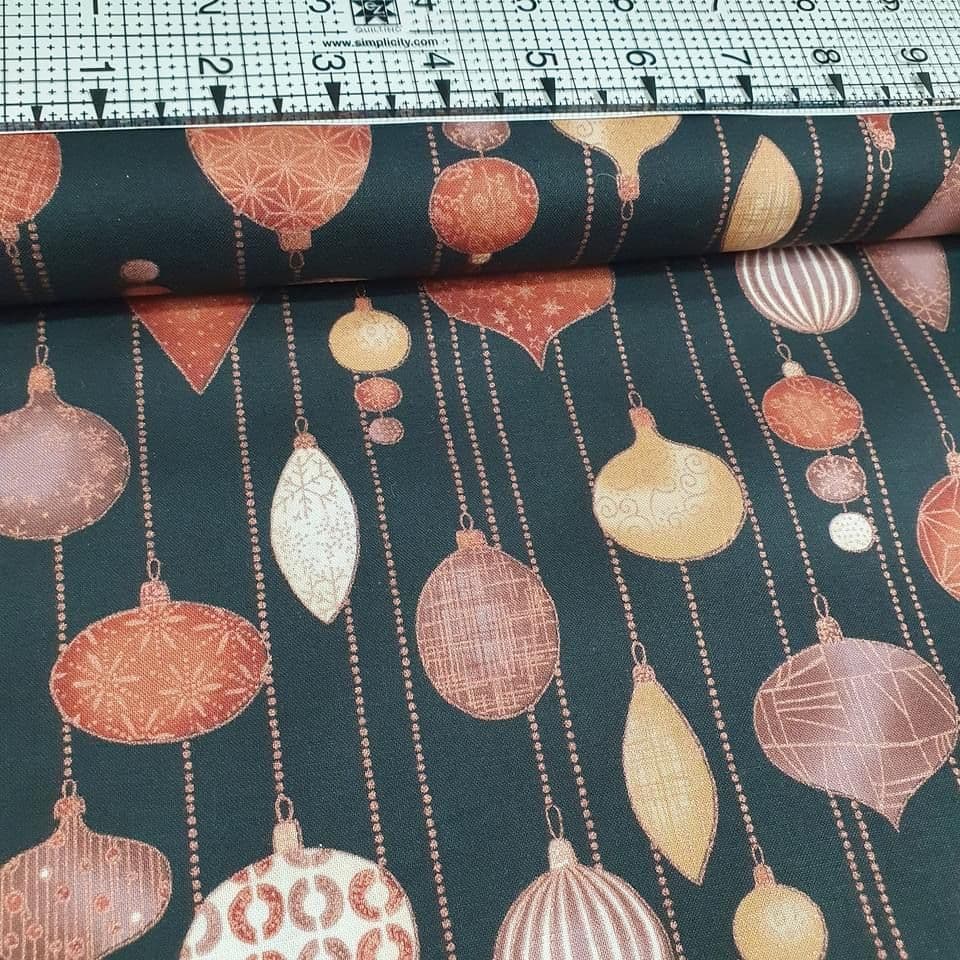 Stof - Glimmering Ornaments Black 100% Cotton Fabric